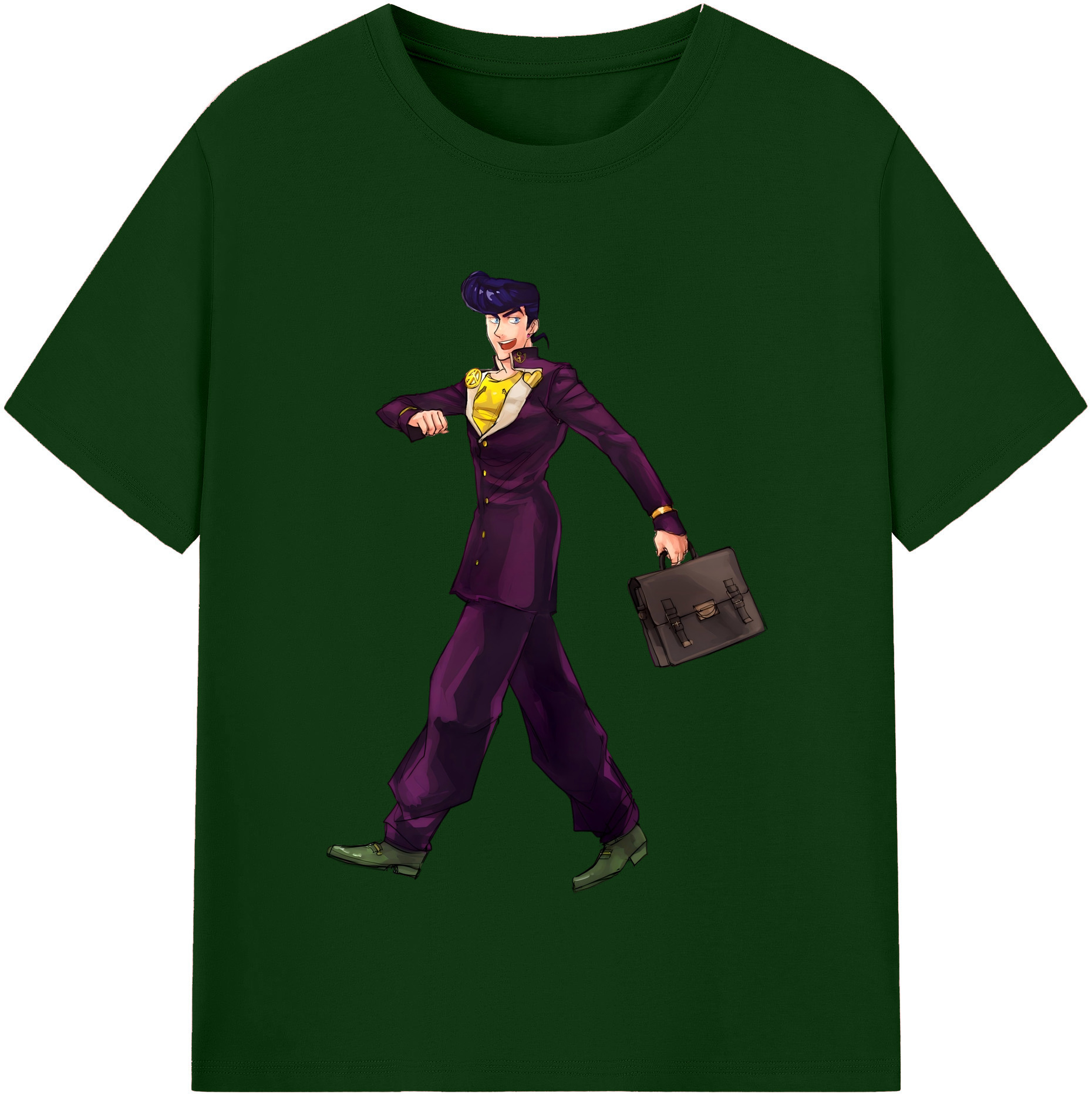 （画像用） ジョジョの奇妙な冒険 ひがしかた じょうすけ JoJo's Bizarre Adventure Higashikata Josuke 綿100％半袖Tシャツ（フロントプリント）